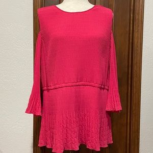 NWOT Lane Bryant Pink Crinkle Cold Shoulder Top Sz 16